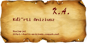 Kürti Aniziusz névjegykártya